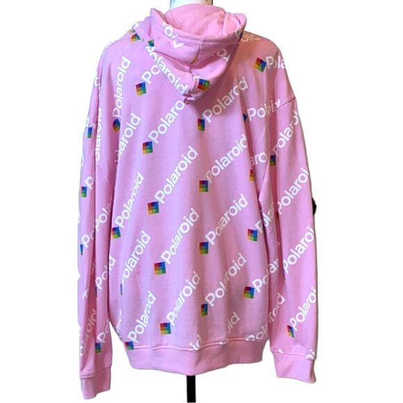 Polaroid Retro Pink Popover Kangaroo Hoodie Size XL - Picture 3 of 11